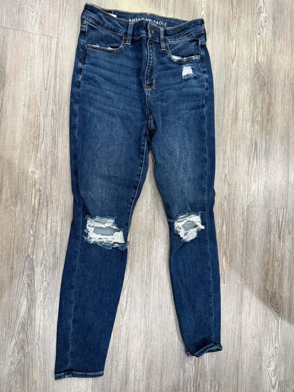 American Eagle Outfitters Dark Indigo Ripped Skinny Jeans